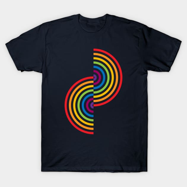 Groovy Waves  - Neon Rainbow T-Shirt by VrijFormaat